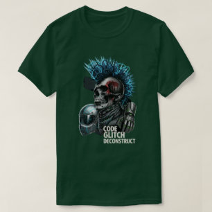 Code Glitch Deconstruct Cyberpunk Punk Skull Art T-Shirt