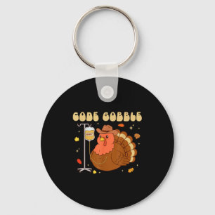 Code Gobble Funny Thanksgiving Nurse Rn Cna Medica Keychain