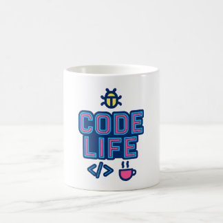 CODE LIFE Mug – For Programmers Who Debug Coffee 