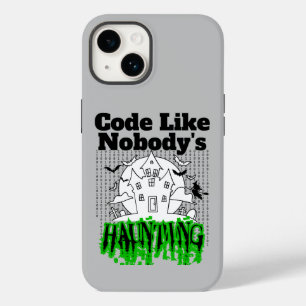 Code like nobody's haunting.w Grey BG Case-Mate iPhone 14 Case