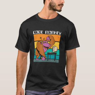 Code Monkey Gorilla Retro Coding Coder PC Nerd Gee T-Shirt