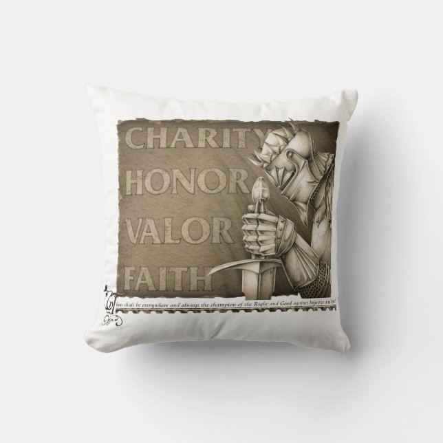 Code of Chivalry Throw Pillow (Front)
