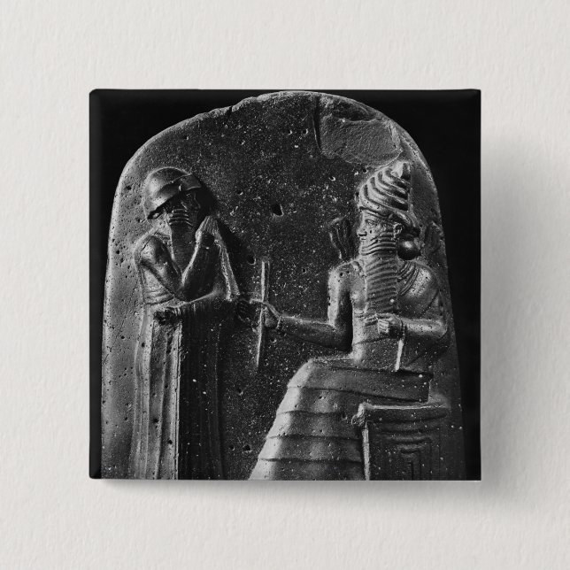 Code of Hammurabi, top of the stele 2 Inch Square Button (Front)