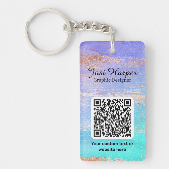 Code QR acrylique Turquoise doré double face (Devant)