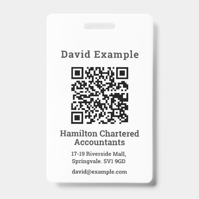 Code QR avec nom et badge professionnel (Avant)