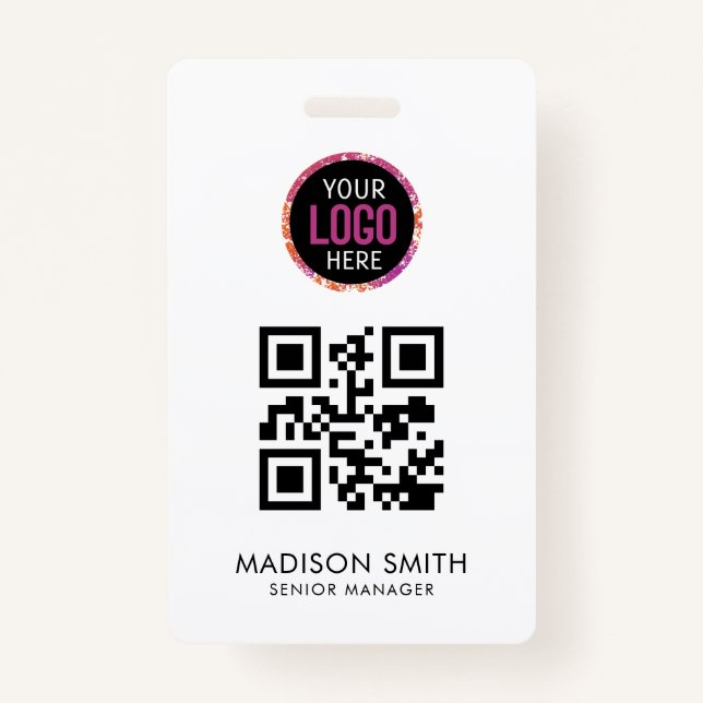 Code QR | Badge d'événement du logo d'entreprise m (Devant)