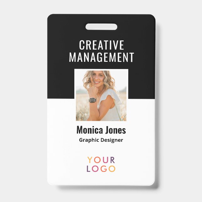 Code QR - Badge noir photo de l'employé (Face)