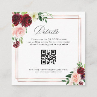 code qr burgundy et blush carte de détails du mari
