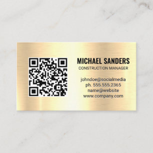 Code QR   Carte de visite Arrière - plan métal dor
