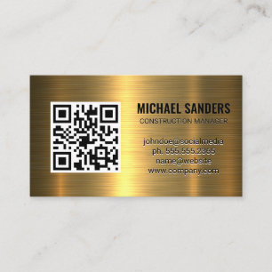 Code QR   Carte de visite Arrière - plan métal or