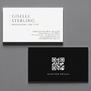 Code QR Carte de Visite Luxe Minimaliste Noir Blan