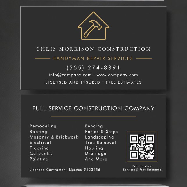 Code QR Carte de Visite Maçonnerie Bricolage Black (Créateur téléchargé)
