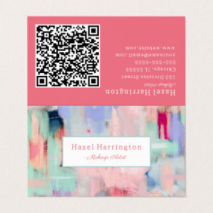 Code QR Carte de visite plié Abstrait Pretty Rose