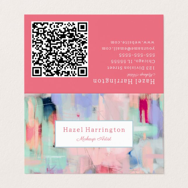 Code QR Carte de visite plié Abstrait Pretty Rose (Extérieur déplié)