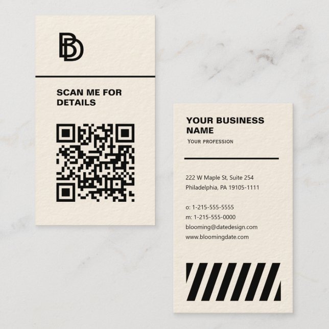 Code QR - Carte de visite professionnel (Devant / Derrière)