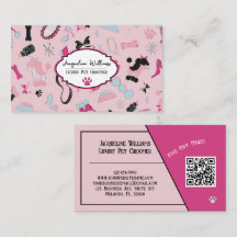 Code QR Carte de visite rose féminine pour toilett
