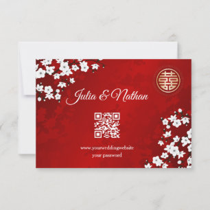 Code QR   Cherry Blossom Red RSVP Mariage chinois