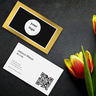 Code QR chic logo personnalisé or carte de visite 