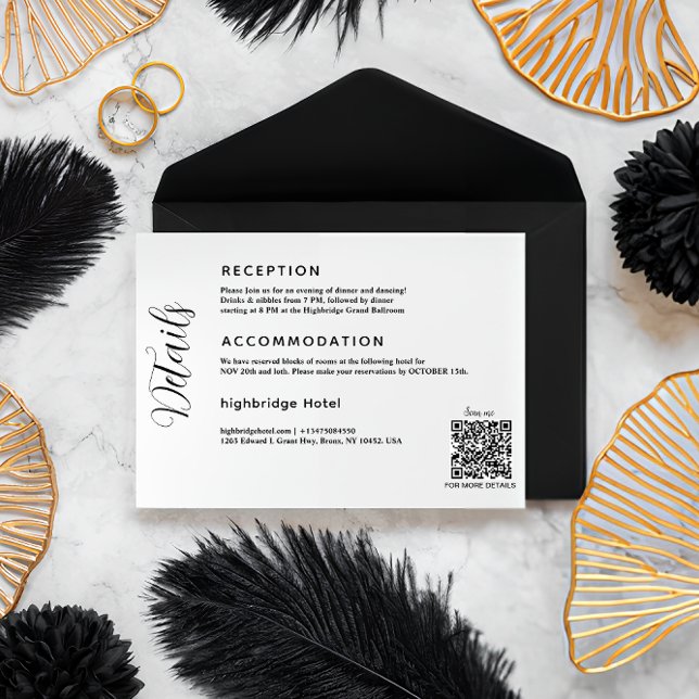 Code QR classique - Détails du Mariage Carte de bo (Wedding Details Card)