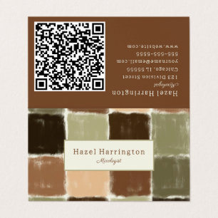 Code QR Couleur de terre Carte de visite plié arti
