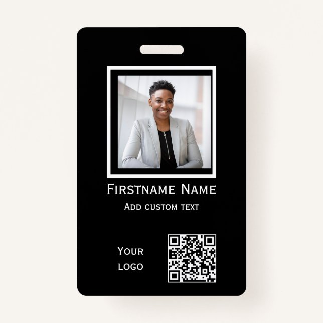 code qr de badge de l'employé photo noir personnal (Devant)