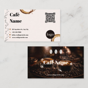Code QR de carte de visite de café éclaboussé de c