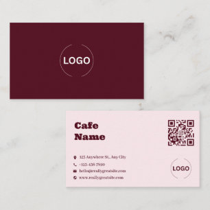 Code QR de carte de visite de salon de thé Rose Pâ