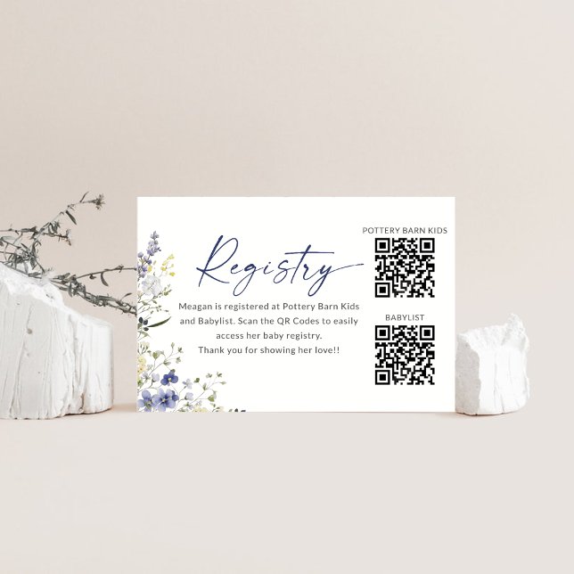 Code QR de la carte d'enregistrement du Baby showe (Baby In Bloom Baby Shower Registry Card QR Codes)