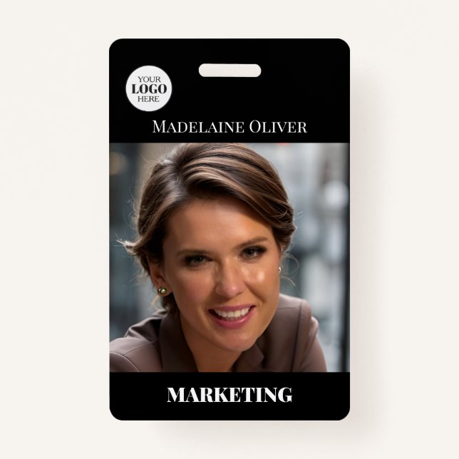 Code QR de l'employé - Logo noir Badge (Devant)