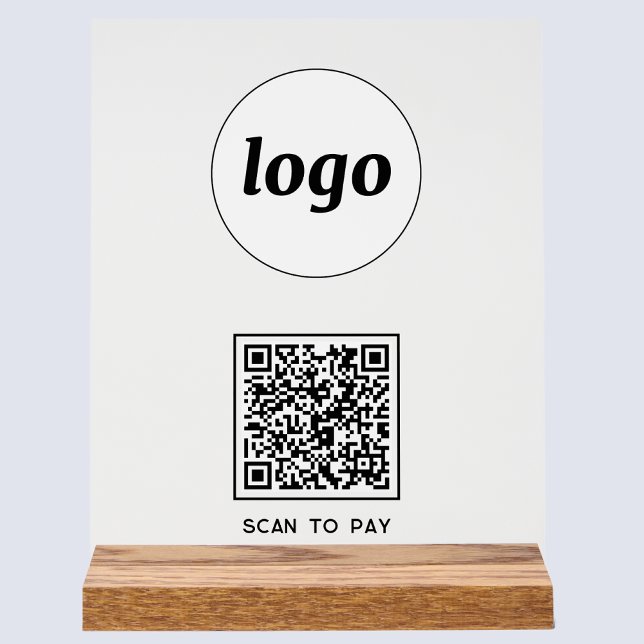 Code QR de logo simple pour le paiement des entrep (Logo QR code Scan to Pay acrylic sign for cafe bar restaurant shop store market show stall business)