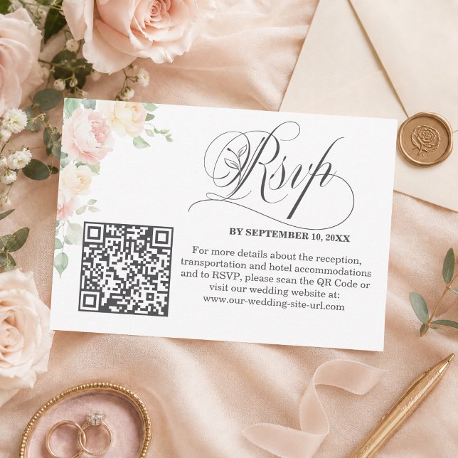 Code QR de réponse au mariage de roses douces élég (Créateur téléchargé)