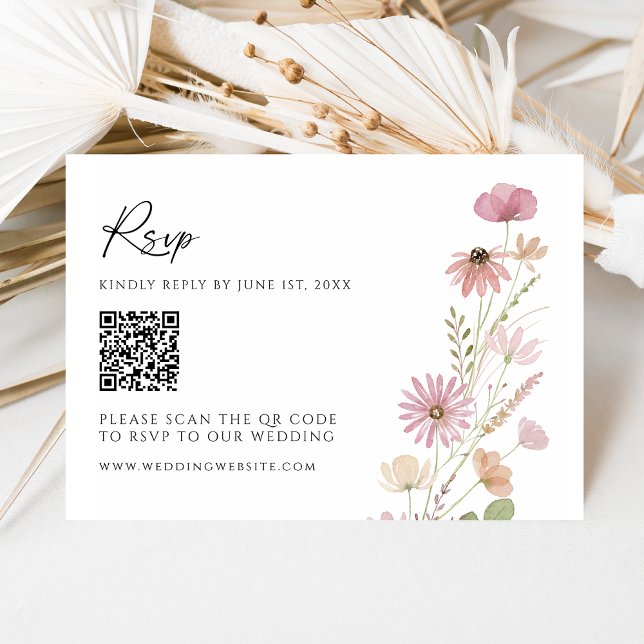 Code QR de réponse de mariage aux fleurs sauvages  (Créateur téléchargé)