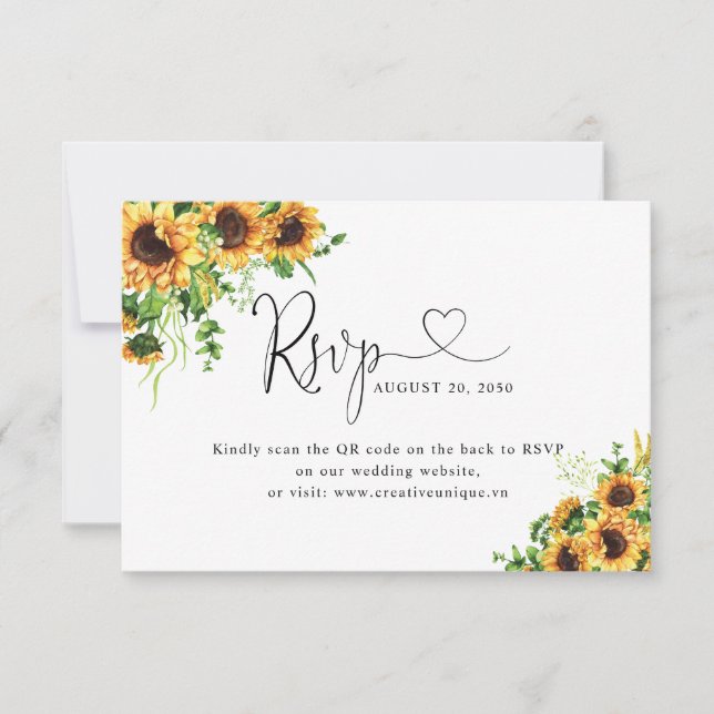 Code QR de réponse de mariage floral jaune  (Devant)