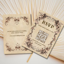 Code QR de réponse de mariage floral victorien
