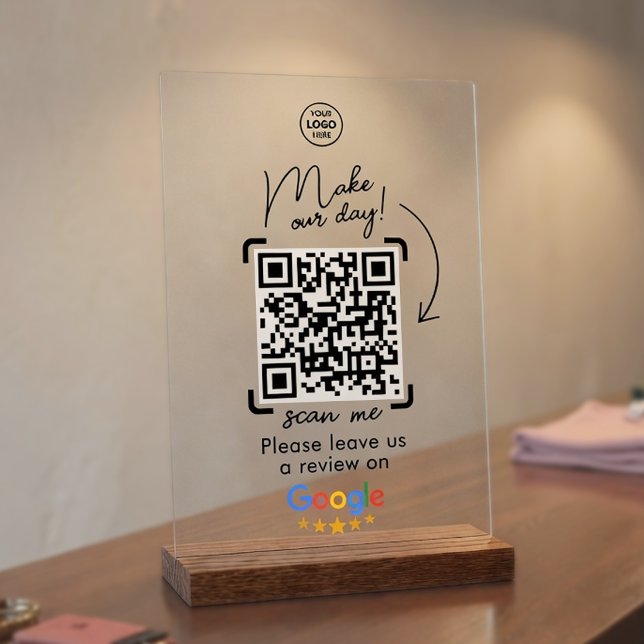 Code QR de révision sociale Google pour entreprise (Business Google Social Review QR Code Acrylic Sign )