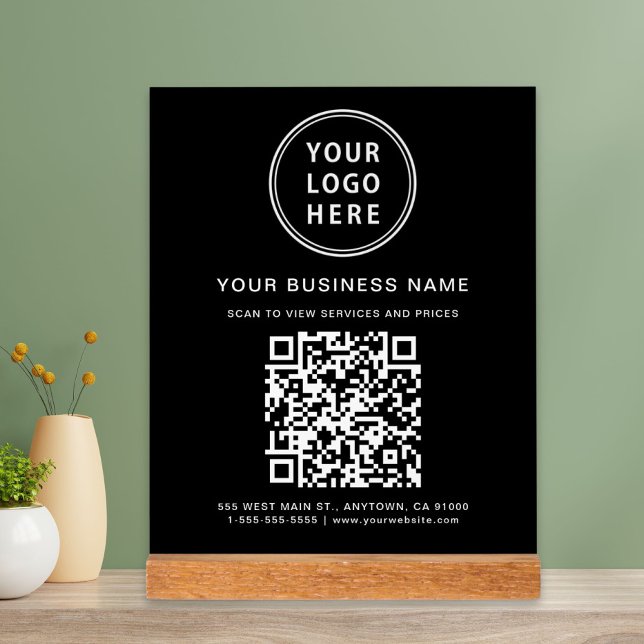 Code QR d'entreprise et logo noir (Créateur téléchargé)
