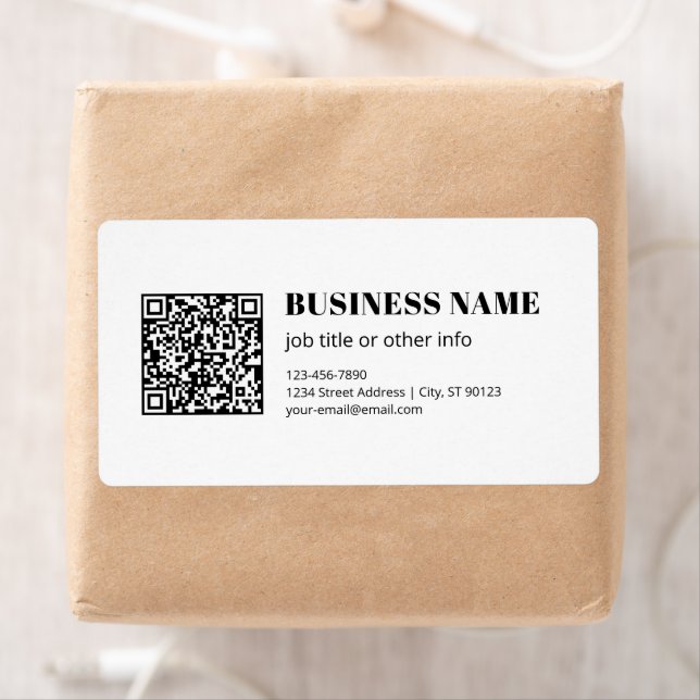 Code QR d'entreprise & Texte Rétro-Moderne Modifia (En situation)
