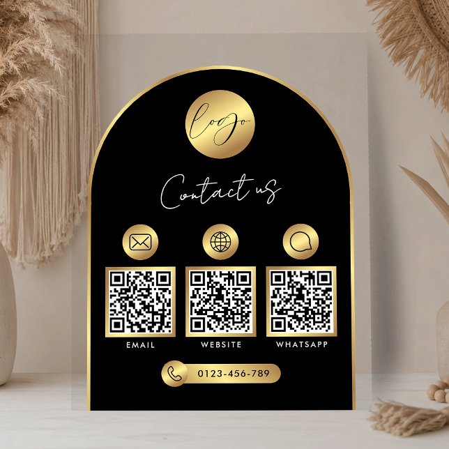 Code QR du logo noir et or des coordonnées profess (Créateur téléchargé)