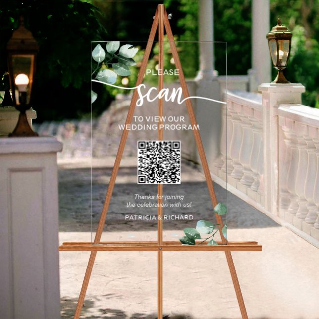 Code QR du programme de mariage avec verdure (Créateur téléchargé)