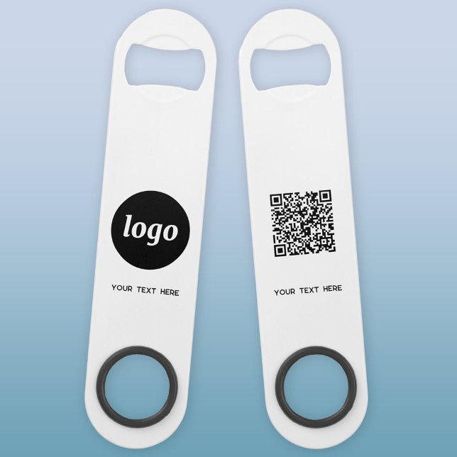 Code QR Entreprise avec Logo et Texte (Logo QR code custom text business promotional bar key bottle opener)
