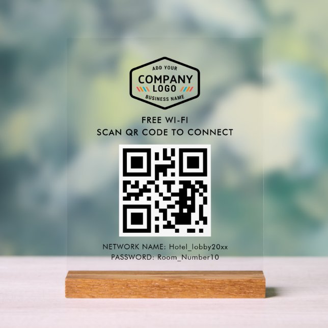 Code QR et logo d'entreprise Wifi gratuit (Neutre)