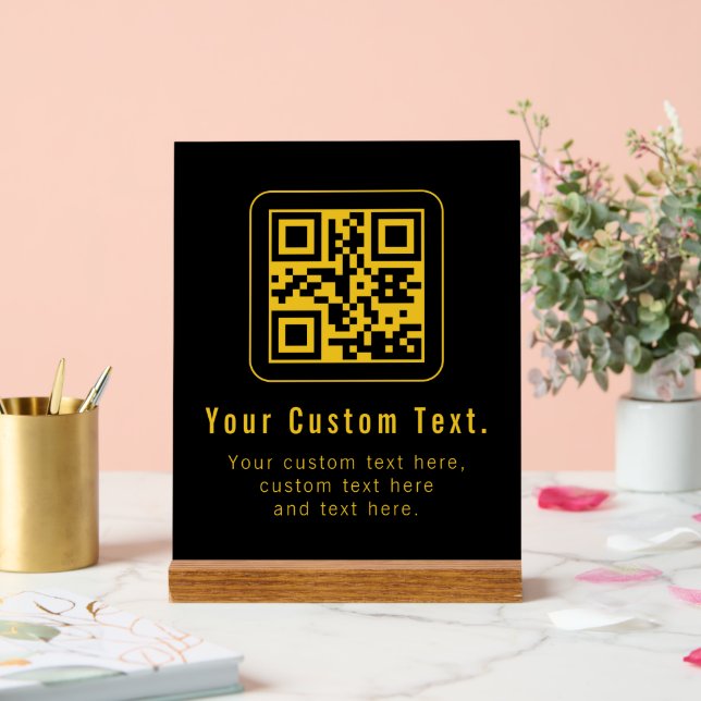Code QR et modèle de texte modifiables | Noir et o (Mariage)
