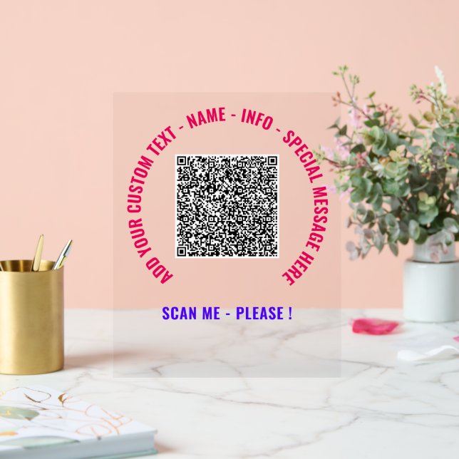 Code QR et signature acrylique personnalisée de te (Mariage)