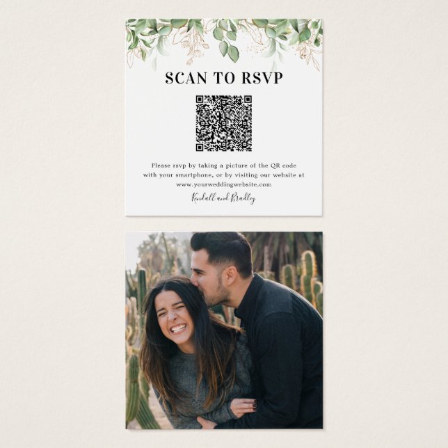 Code QR Eucalyptus Verdure Photo Mariage RSVP (Devant & derrière)