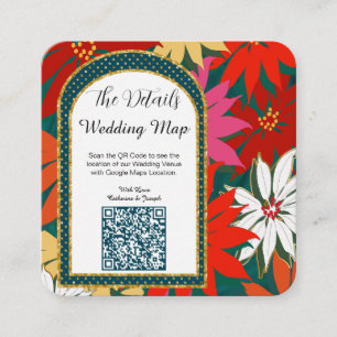Code QR Fleurs tropicales Carte Mariage & Détails