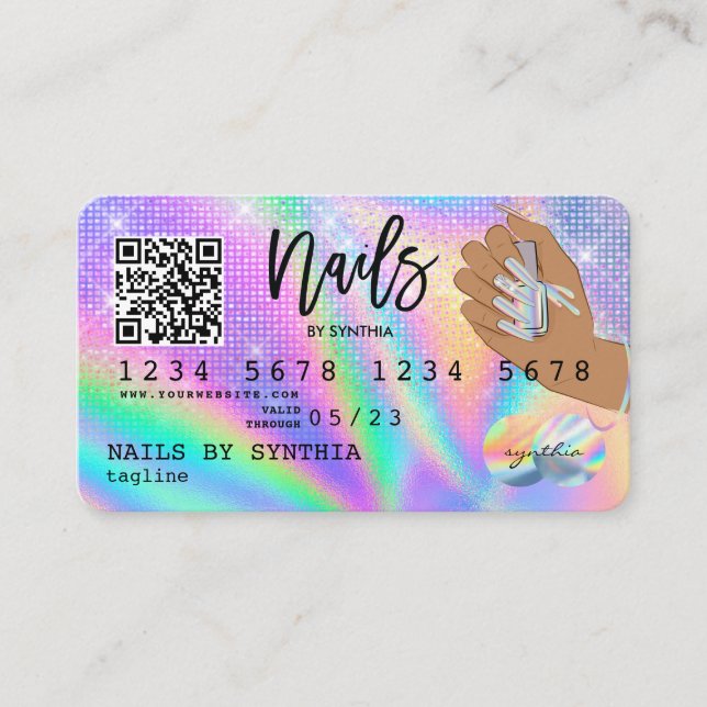 Code QR Hologramme de la carte de crédit Nail Tech (Devant)