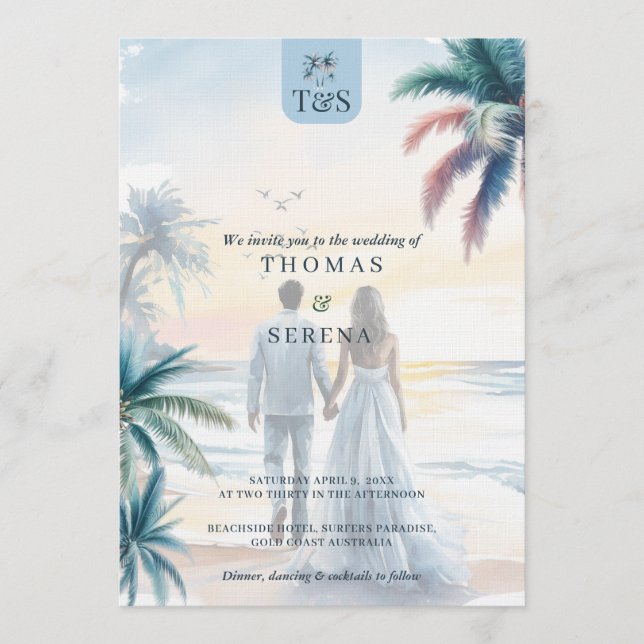 Code QR Invitation Mariage Destination Palmier Pla (Devant)