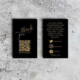 Code QR logos sociaux, encart remerciement luxe or