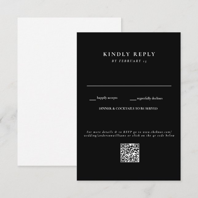 Code QR Mariage B/W moderne RSVP (Devant / Derrière)