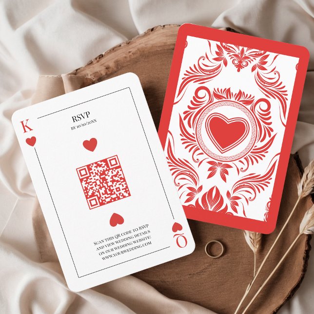 Code QR Mariage de la carte de lecture Las Vegas (RSVP with QR code Playing Card Lucky in Love Poker Las Vegas Wedding)